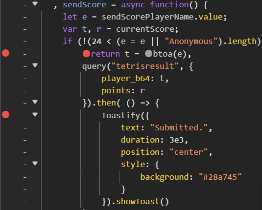 Tetris sendScore